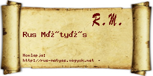 Rus Mátyás névjegykártya